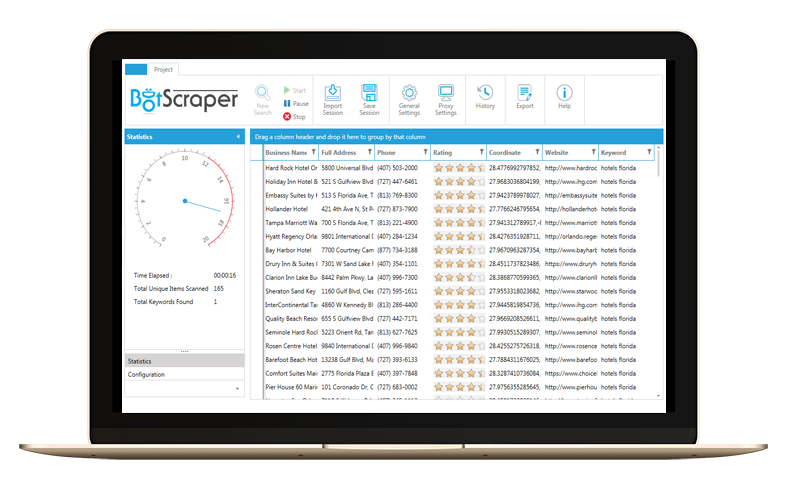 screenshot of BotScraper Lead Extractor